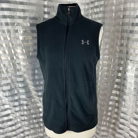 Under Armour Black Fleece Zip Up Vest - Picture 1 of 6